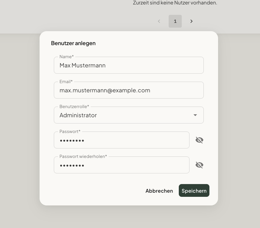 Benutzerinformationen angeben