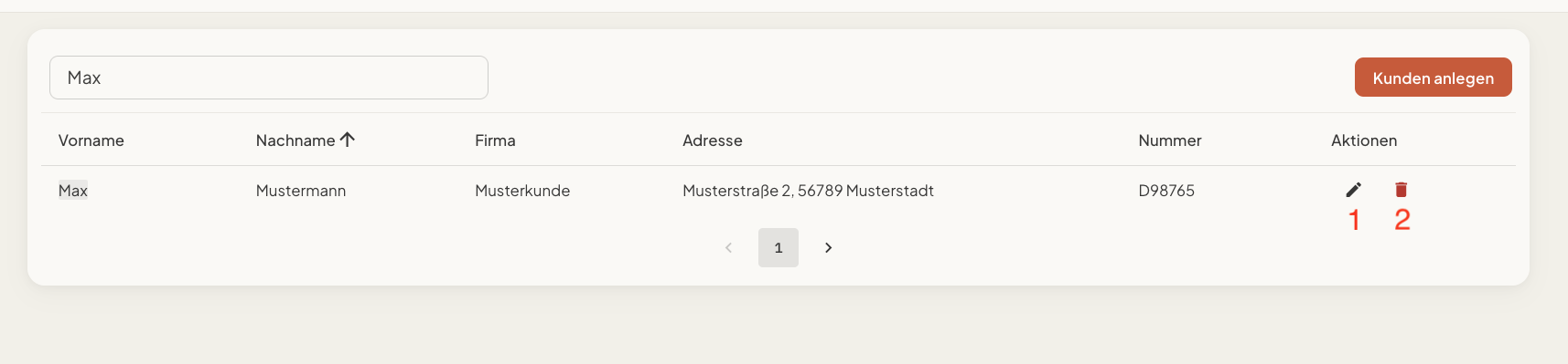 Kunden bearbeiten und löschen