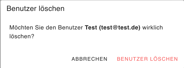 Benutzer löschen bestätigen
