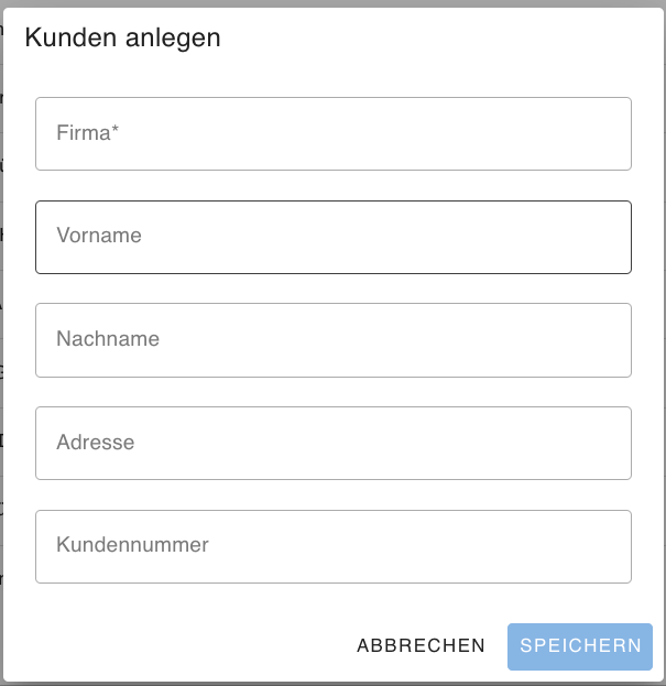 Kunden anlegen Informationen