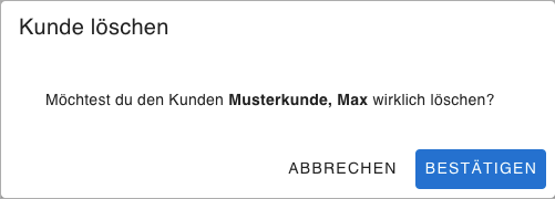 Kunden löschen bestätigen