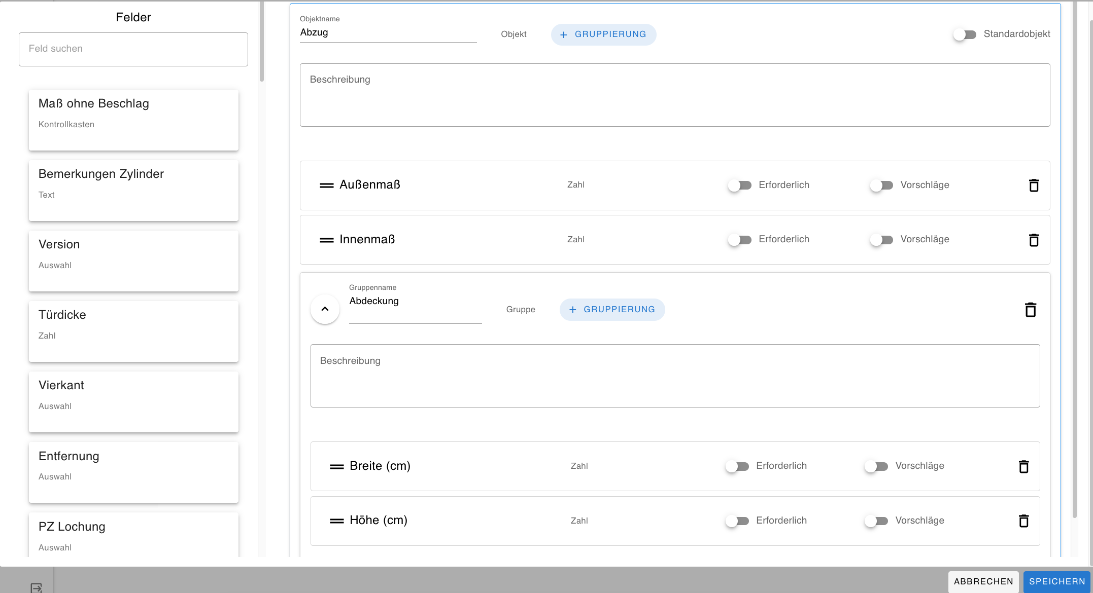 Objekt konfigurieren