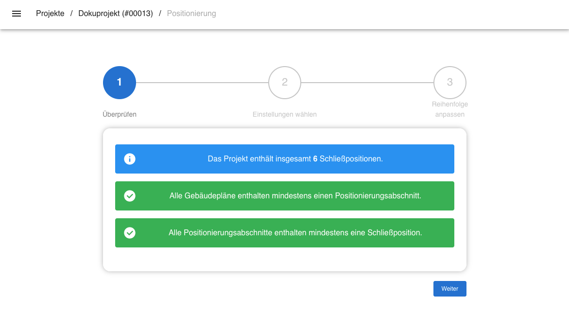 Positionierung überprüfen