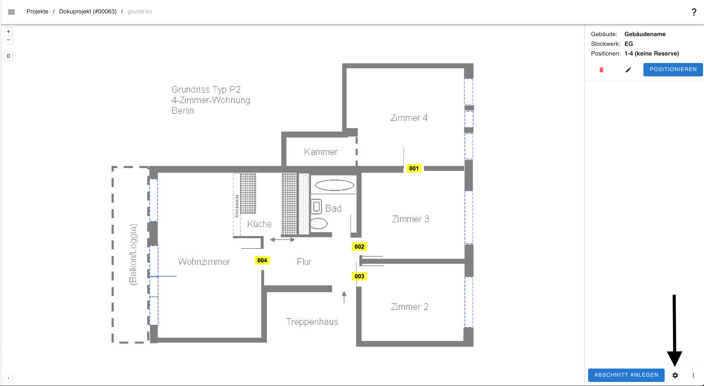 Einstellungen in der Gebäudeplanansicht
