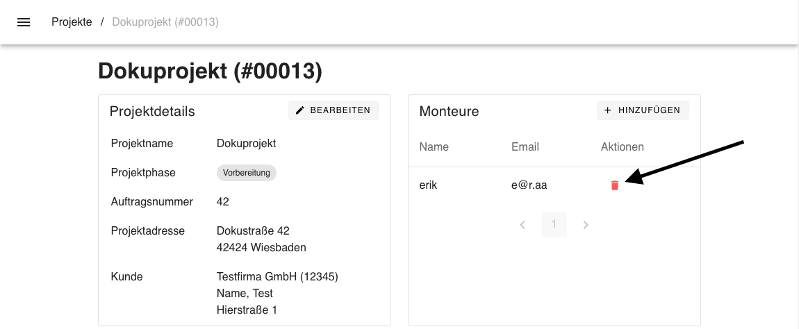 Monteure löschen