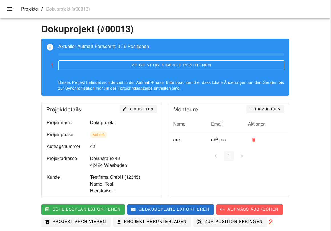 Aufmass starten und Positionen mit Maßen bestücken