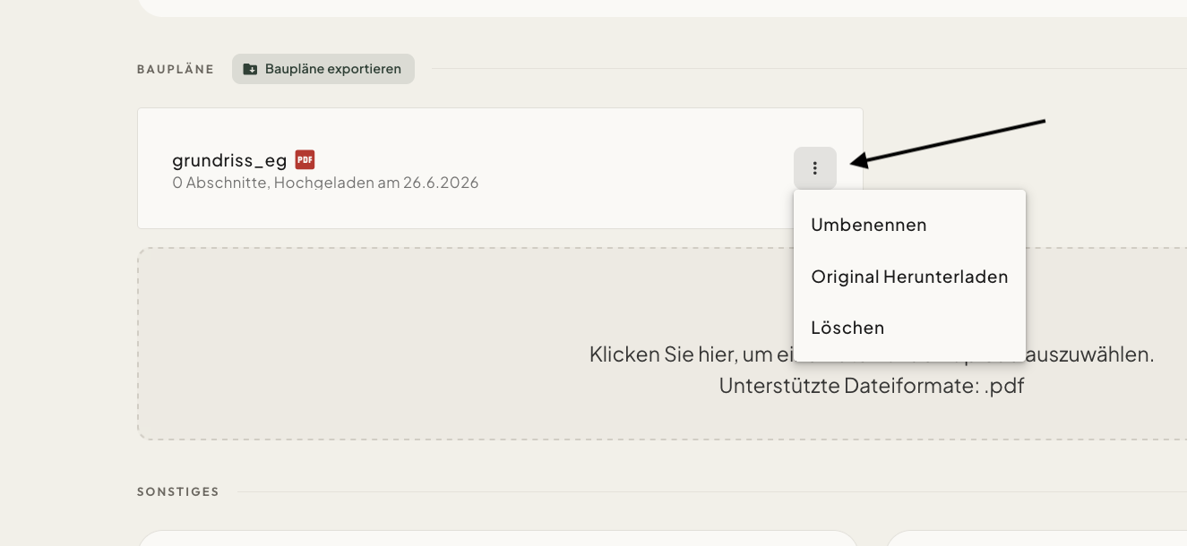 Bauplan umbenennen